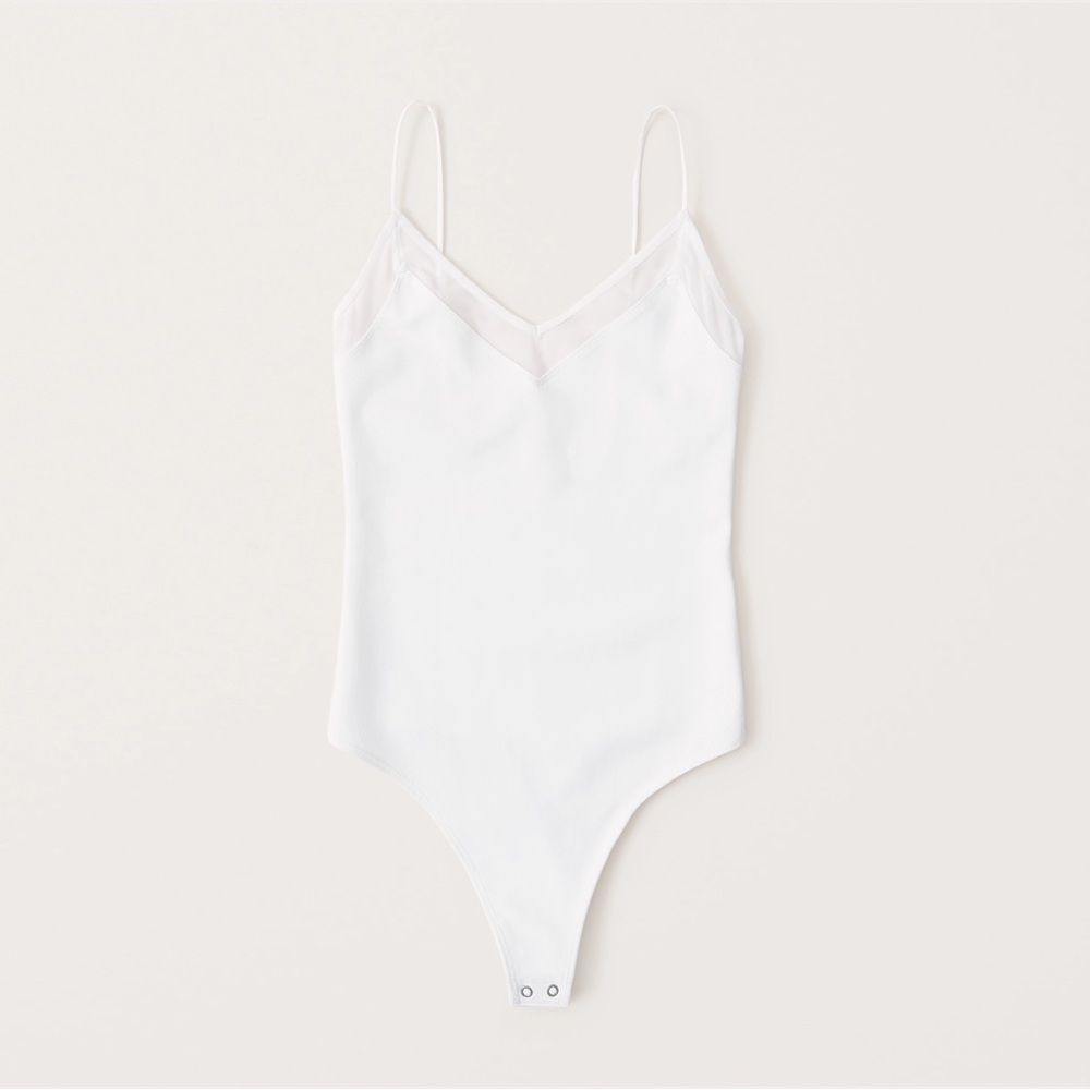Abercrombie Bodysuit Tank, white, mesh detail,S